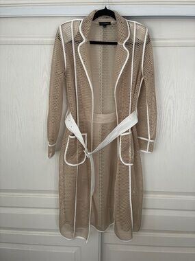 JLUXLABEL Cream Mesh Trench with white Trim